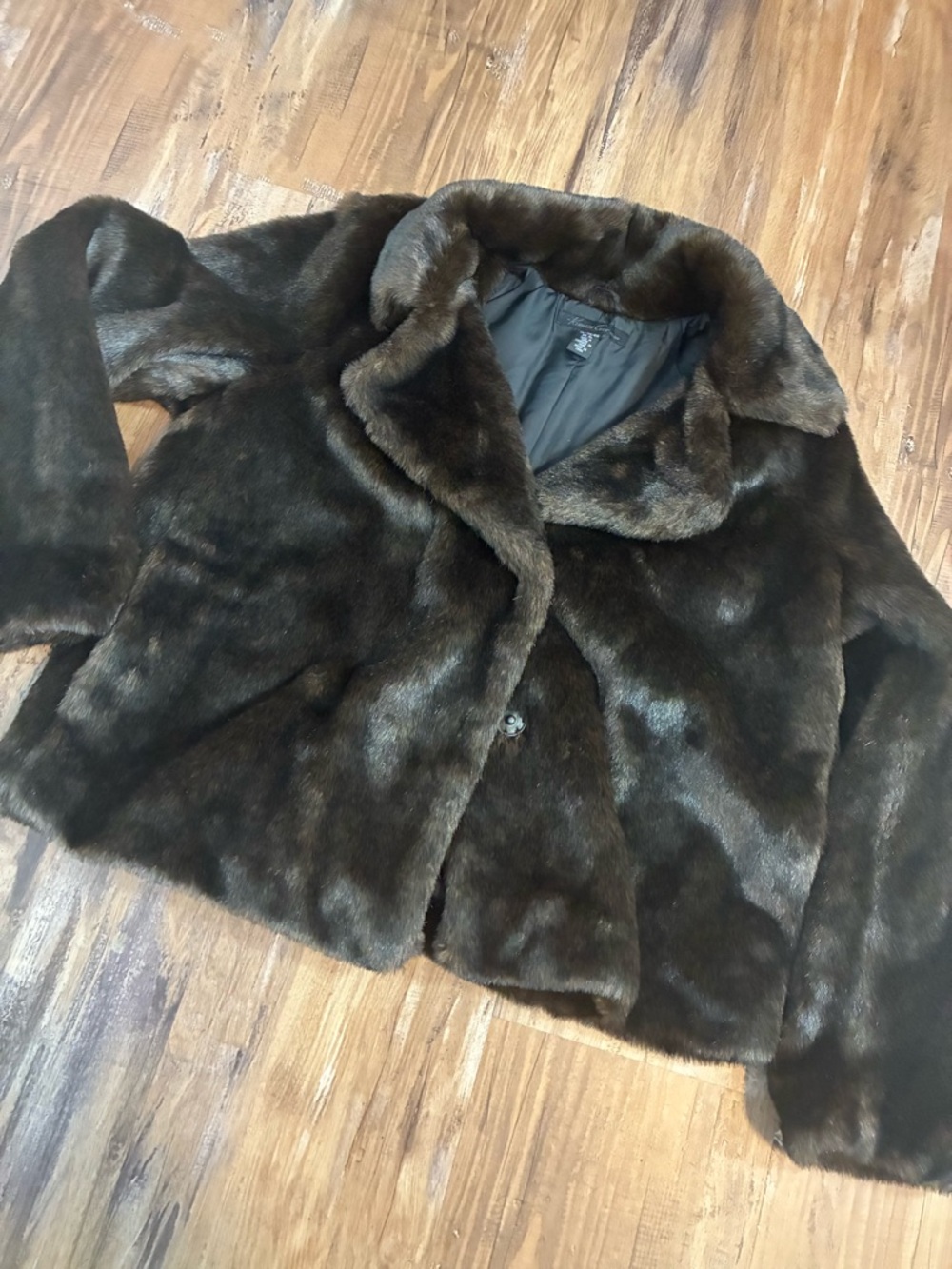Kenneth Cole NY Women's XL Short Faux Fur Coat in Dark Brown